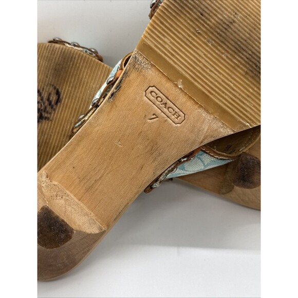 Women's Blue Coach Sharon Sandal Wooden Heel Size 7 - Picture 9 of 9